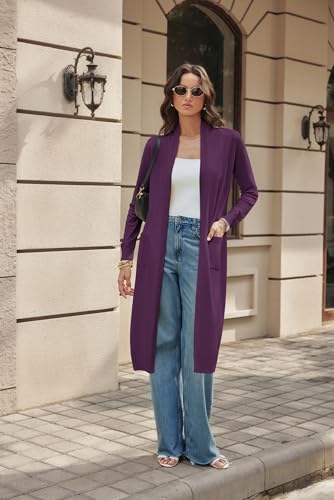 Image of GRACE KARIN Essential Solid Open Front Maxi Long Knitted Cardigan Sweater for Women