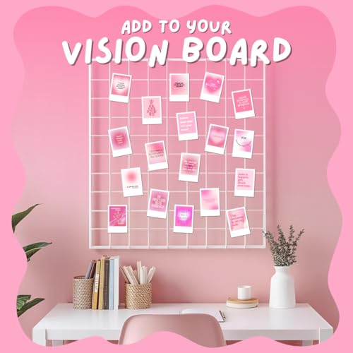 Image of Manifestation Cards (Set of 18) Positive Affirmation Cards Posters (8 x 6 cm) | Vision board Supplies | Feel Good for Wall, Bedroom, Living room | Pink Girly Aesthetic Posters | Poster for Phone Accessories