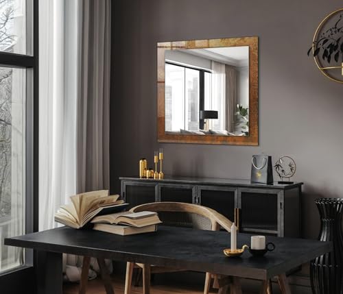 Miroir rectangulaire décoratif cadre en verre imprimé 60x60 cm - 4