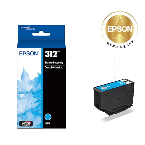 Image of Epson 312 Claria Photo HD Ink Standard Capacity Cyan Cartridge (T312220-S) Works with Expression XP-8500, 8600, 8700, 15000