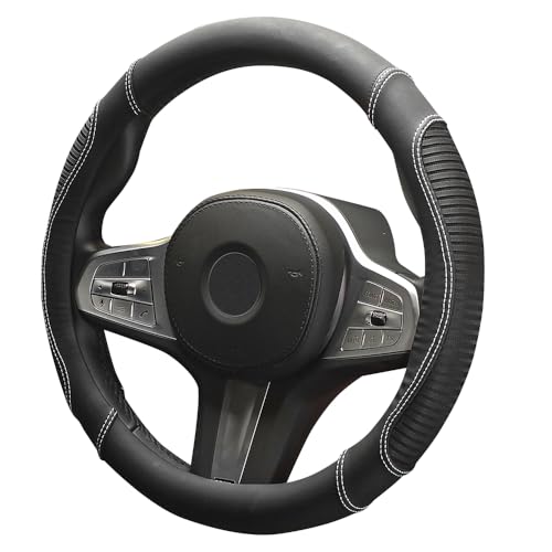 「ティエスオ」 ヴォクシー 80系 ヴォクシー90系 ハンドルカバー 軽自動車 ステアリングカバー O型 Sサイズ PUレザー 潤い手触り 握りやすい 3Dグリップ 滑り止め 耐久性高い 軽自動車 アクセサリー ブラック&ホワイトステッチ BS-OS