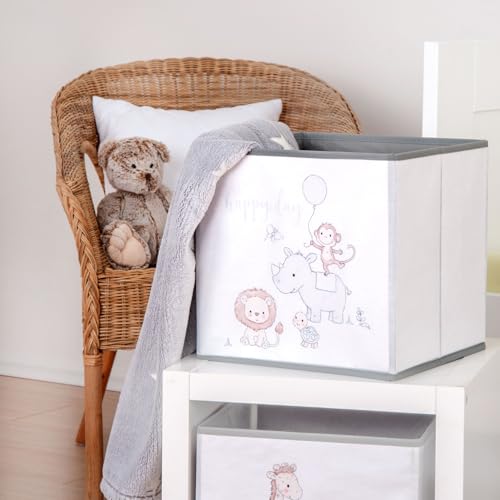 Herding babybest Aufbewahrungsbox Happy Day, ca. 30 x 30 x 30 cm, Aufbewahrung im Regal oder freistehend, 100% Polypropylen, Innen 100% Papier
