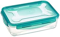 Amazon Basics Gefrierbehälter im Set, mit Deckel, luftdicht, auslaufsicher, stapelbar, für Kühlschrank/Gefriertruhe, BPA-frei, Kunststoff, mikrowellen- und spülmaschinenfest, 3 x 1.2 l, farblos – Ansicht 2