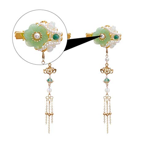 Minkissy 41456SS7IR57PR3J 1 Pair Chinese Tassels Headdress Jade Hair Clip Bride Headwear Chinese Hair Accessories thumb #5