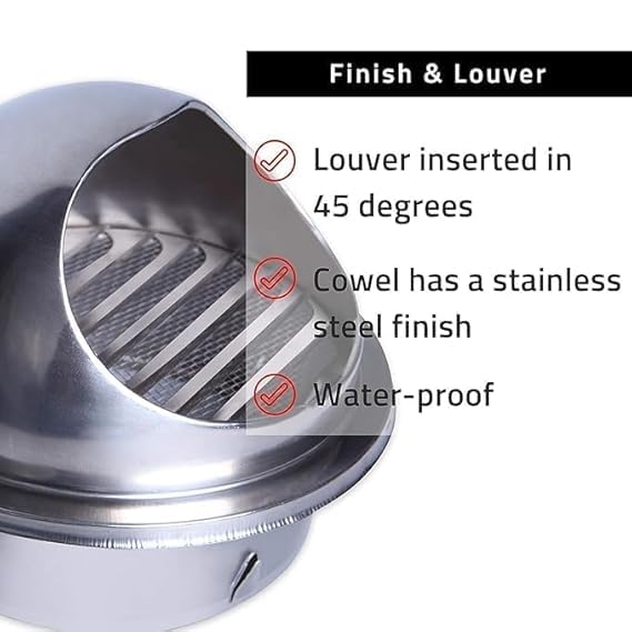 Image of Stainless Steel Chimney Outer Cowl /Outer Cowl 150mm Ducting Pipe Woodburner Flue Liner Ventilation Pipe Rain hat Chimney Pot Roof Cowl rain Cover (150), Chrome (6 Inch)