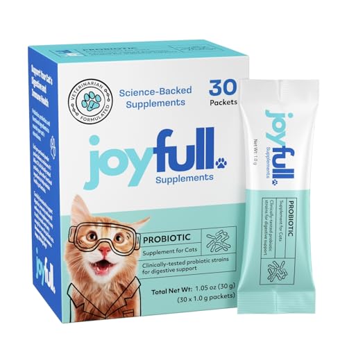 Joyfull Probiotic for Cats Clinically Proven Strains for Diarrhea & Digestive Support 30 Daily Packets with Beef Bone Broth