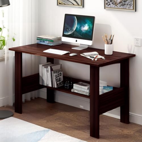 Image of MATTERHORN Engineered Wood Office Table, Work from Home Table with Shelf for Storage (DIY, 900 x 500 x 800 cm, MOOT0126-10001teakbrown)