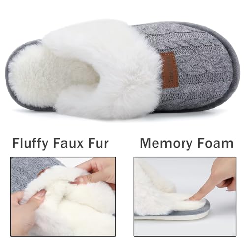 Women's Fuzzy Memory Foam Cozy House Slippers with Soft Faux Fur Lining4