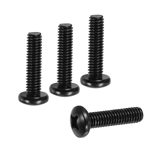 PATIKIL 5/16-18 x 1-1/4" パンヘッドマシンスクリュー25個304ステンレススチールラウンドヘッドスクリューキャビネット引き出しノブ取っ手用クロススロット全ねじ黒酸化