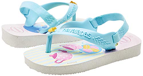 Chinelo, Havaianas, New Baby Disney Princess, Bebê Unissex, Branco/Ice Blue, 17/18
