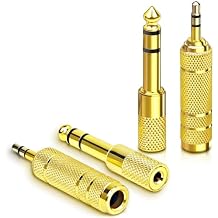 4-Pack Headphone Adapter SetGold Plated, 1/8 3.5mm and 1/4 6.35mm Adapter StereoTRS, Audio Jack Converter for Guitar, Amp, Studio, Zero Signal Loss