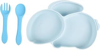 ibasenice 1 Conjunto De Placas Divisórias Tigelas De Sucção Para Bebê Utensílio De Silicone Resto Tigelas De Sucção Do Bebê Prato De Jantar Infantil Placa De Alimentação Da Criança Bebê