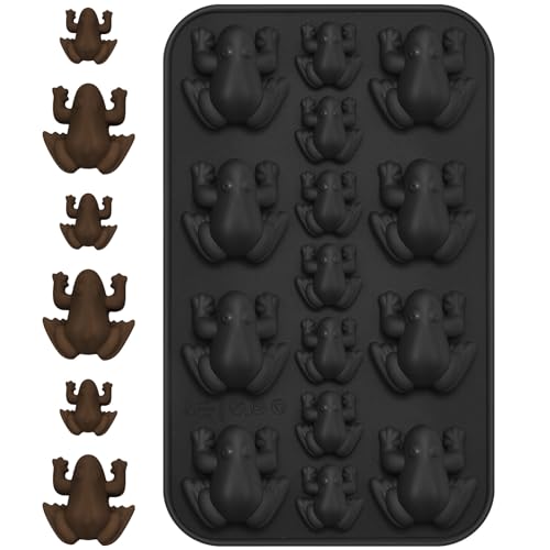 Domensi Silicone Frog Chocolate Mold Candy Molds Passover Jelly Ice Tray in Fun 10 Plagues Frog Shape for Birthday, Wizard Party, Cake Decoration Pesach Seder Halloween Kitchen(Black)