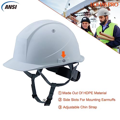 Lohaspro Hard Hats Construction Safety Helmet Cap Style Osha Work Rescue Hardhat Ansi Z89.1 Approved For Men Women Adult Worker Casco De Construccion Type I Class C & G(02 White) #TOP1