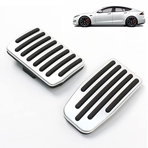 TomGoo Foot Pedals Pads for Tesla Model 3 Model Y, Non-Slip Brake Foot Pedal Cover, Model 3/Y Foot Pedal Pad Replacement, Aluminum Car Pedal Covers Accelerator Pedals Cover