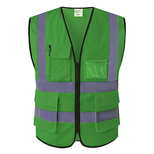 Auifor-Unisex-SicherheitswestenReissverschluss-Fahrradweste-Reflektierende-Netz-Atmungsaktiv-Arbeitsweste-Warnwesten