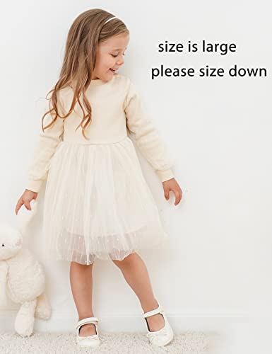 Bfustyle 2T Knitted Dress For Girls Kids Fluffy Tulle Dresses Toddle Infant Baby Girl Beige Light Yellow Sweater Tutu Dress 18 Months #TOP1