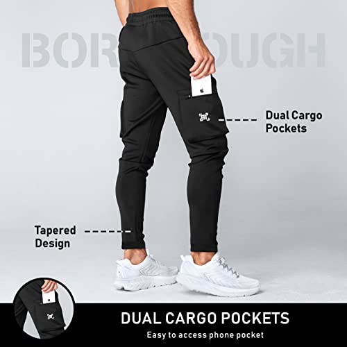Born Tough Cargo Men’s Athletic Workout Jogger Pants, Bodybuilding Gym Joggers, Running Sweatpants With Zippered Pockets (As1, Alpha, X_L, Regular, Regular, Black) #TOP1