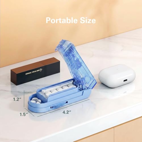 Image of DEPAD Pill Cutter Splitter for Small and Tiny Pills, Pill Splitter for Cutting Multiple Pills with Adjustable Bars & Hidden Blade, Safely Cuts Small or Large Tablets for Seniors & Pets