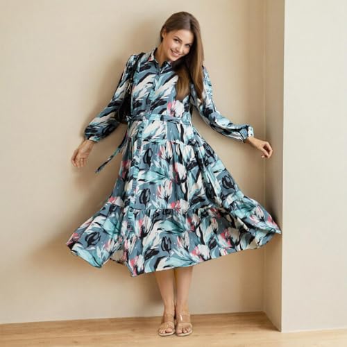 Image of MomToBe Women's Fit and Flare Calf Length Rayon Maternity Dress /Pregnancy Dress /Easy Breastfeeding Dress /Western Dress with Zippers for Nursing Pre and Post Pregnancy