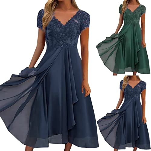 Damen Elegant Abendkleider | Hochzeit V-Ausschnitt Cocktailkleid Maxi Vokuhila Brautjunferkleid Sommer Kurzarm/Ärmellos Partykleid High Waist Maxikleid (004d_Blau, XXL) Damen Elegant Abendkleider | Hochzeit V-Ausschnitt Cocktailkleid Maxi Vokuhila Brautjunferkleid Sommer Kurzarm/Ärmellos Partykleid High Waist Maxikleid (004d_Blau, XXL)