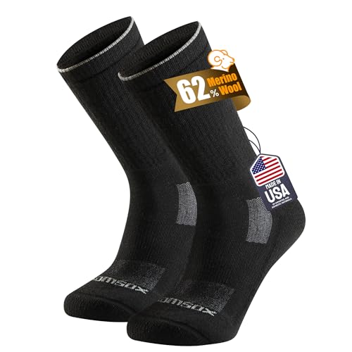 SAMSOX Merino Wool Steel Toe Boot Socks, Made in USA,