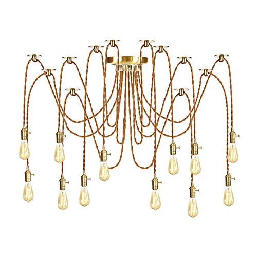 Lampe araignée de plafond HNVBDOPAE lustre vintage 12 lumières doré