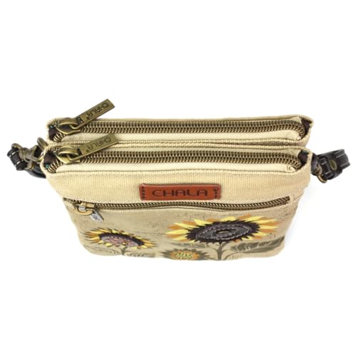 Image of CHALA Double Pocket Xbody Women RFID Protected Canvas Crossody Purse with Adjustable Strap | Double Pocket