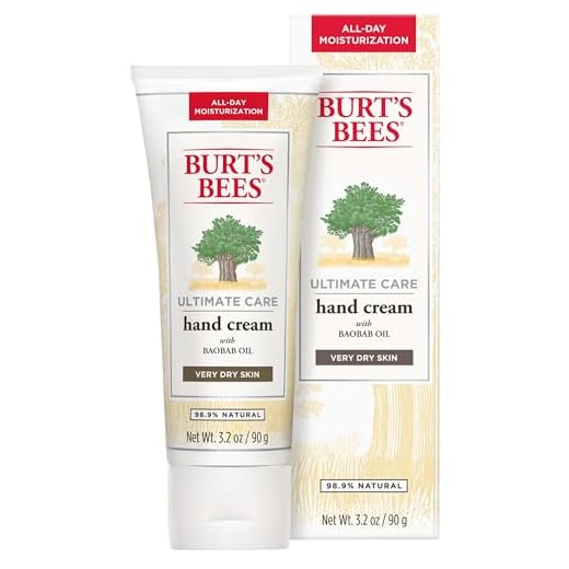 Burt's Bees Hand Cream for Dry Skin, Moisturizing Natural Lotion, Unscented, Ultimate Care with Baboab Oil, 3.2 Ounce (Packaging May Vary)