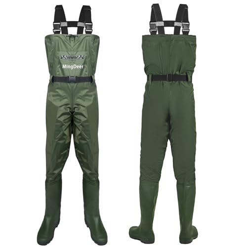 MingDeer Botas de pesca Waders com suporte para botas de malha de nylon duplo material de pesca Wade