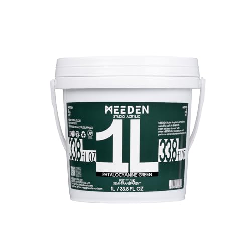 MEEDEN Phtalocyanine Green Acrylic Paint: 1 L /33.8 oz Heavy Body Gloss Non-Toxic - Professional Art Paints for Canvas, Wood, Craft Painting