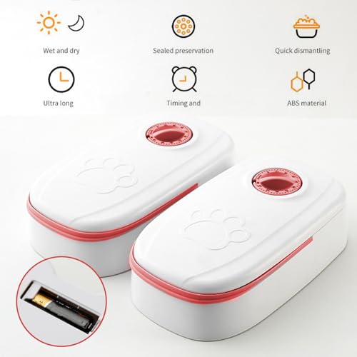 Futterautomat Katze Nassfutter, 2 Mahlzeiten Katzenfutter Automat Katzen Futterautomat mit 48 Stunden Timer 700 Ml für Katzen und Kleine Hunde Geeignet Für Nassfutter und Trockenfutter