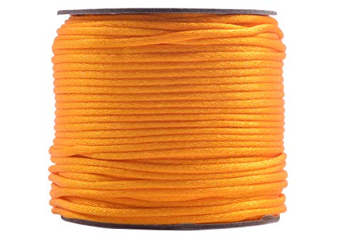 KONMAY 50 Yards 2.0mm Nylon Rattail Satin Silk Trim Cord Beading String for Chinese Knotting, Kumihimo, Beading, Macram&eacute;, Jewelry Making, Golden Yellow
