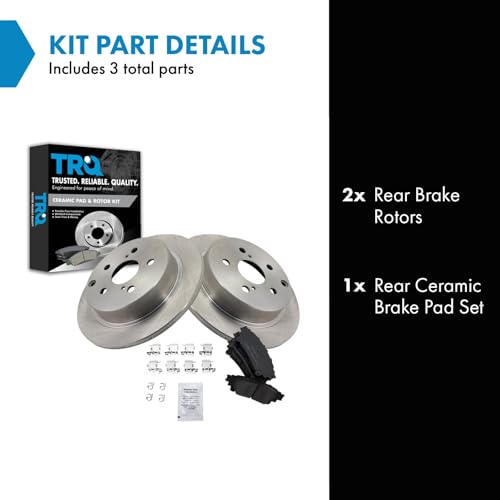 Image of TRQ Rear Brake Pad and Rotor Set Ceramic Solid Rotors | For 2012-2017 Toyota Prius V 2016-2019 Mirai