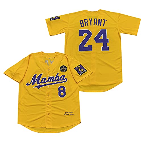 ZXCVB Men s Fashion Legend 8 24 Baseball Jersey 90s Hip Hop Stitched Sports Fan Shirts Clothing for Party (Yellow, M)