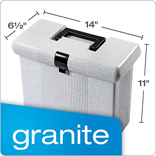 Pendaflex Portable File Box With File Rails, Hinged Lid With Double Latch Closure, Granite, 3 Black Letter Size Hanging Folders Included (41737Amz) #TOP2