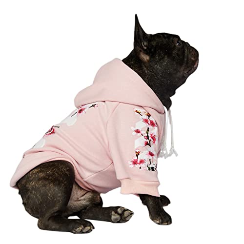 Chochocho Woof Dog Hoodie, Designer Dog Hoodies For Small Medium Large Breeds, Art Collection Dog Sweatshirts, Street Drawstring Hoodies Outfit Clothes For Puppy Puppies (S, Sakura/Pink) #TOP7