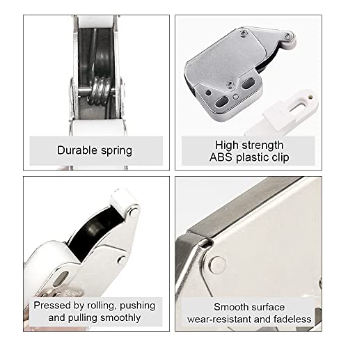 6 piezas Mini Pestillo para Puertas, Pestillo de Resorte, Cierre Presion, Cierre Pulsador Autocaravana, Resorte de Acero Automático Capturas, con Tornillos de Montaje, para Armarios de Cocina - imagen 3