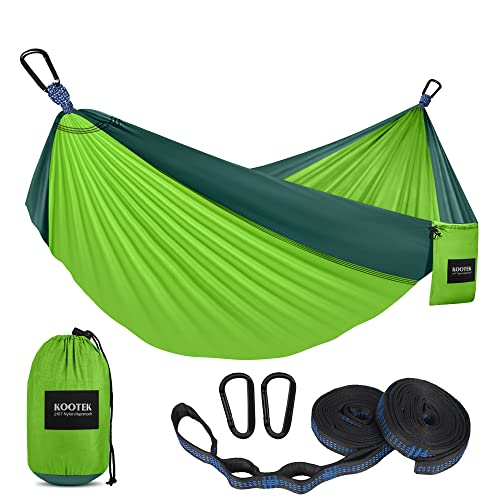 Kootek Camping Hammock 500 lbs Capacity, Portable Hammocks with Tree Straps & Attached Carry Bag, Camping Essentials Gear, Perfect for Outside Indoor Hiking Beach Backpack Travel