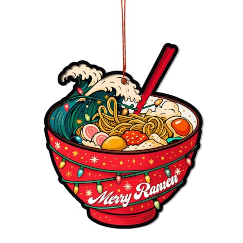 Ramen Ornament, Shatterproof Wood and Acrylic Ramen Ornaments for Christmas Tree, Christmas Decorations, Gift for Foodies and Japanese Food Lovers