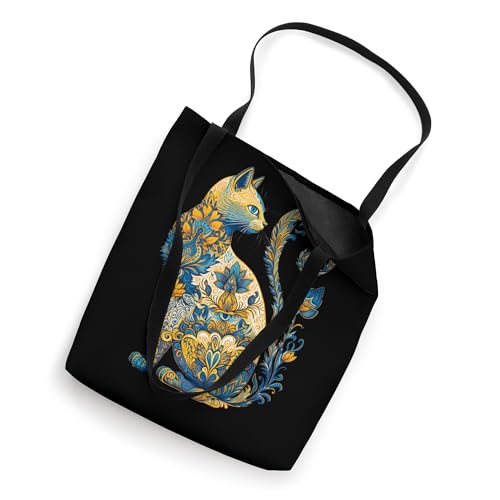 Bolso Tote Estilo Vintage con Bandera de Ucrania y Gato Floral miniatura 2