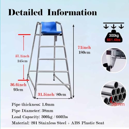 Silla de Guardavidas para Piscina 5.9 ft de Acero miniatura 2