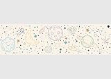 Selbstklebende Bordüre Beiger Gezeichneter Weltraum AG Design, AWBD 8534 | Wasserfest Kinderzimmer Wand Aufkleber Dekoration | Wandbordüre für Mädchen und Junge | Folie | Breite 500 cm x Höhe 13.8 cm
