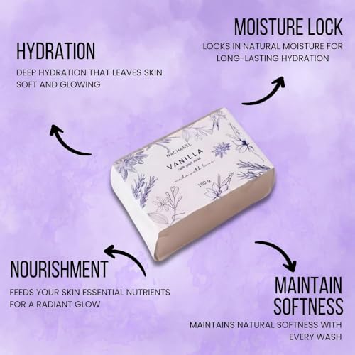 Image of Vanilla Soap | Pure & Gentle Bathing Bar for Glowing Skin | Nourishing & Aromatic Soaps for Men & Women | Natural Cleansing Bar For Moisturising | Soap for All Skin Types | Pack Of 6