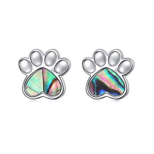 Image of Pet Paw Print Abalone Shell Stud Earrings Gifts for Women