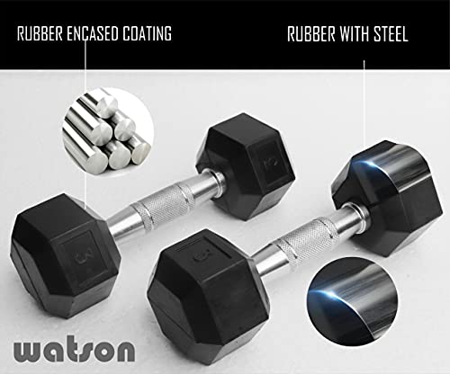 Image of Watson, dummbell set, Rubber Coated Caste Iron Hex Dumbbell, Anti Slip Grip, 3kg Hexagonal Dumbbell Single Pc For Home Gym Professional Strength Training, Weight Lifting, Workout