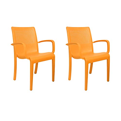 Image of Cello Ecstasy Chair Set Pack of 2 - Amber Gold | Strong and Durable | Easy to Clean | Chair for Living Room, Bed Room, Kitchen, Office Room, Outdoor | 3 Years Warranty