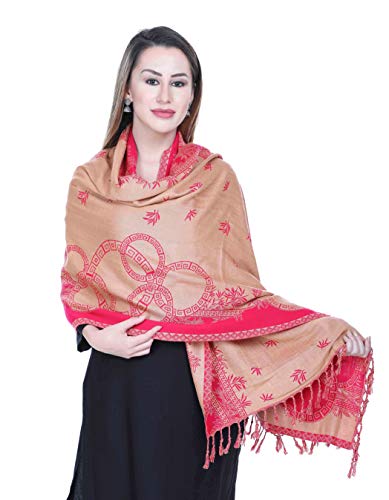 Image of KRITI Paisley Design Woollen Beige Color Shawl For Women