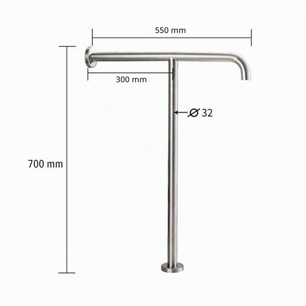 Asa De Seguridad para Baño Barra de Seguridad Baño Pared Suelo para Minusválidos Barra de Sujeción Baño para Discapacitados en Acero Inoxidable Acabado Satinado