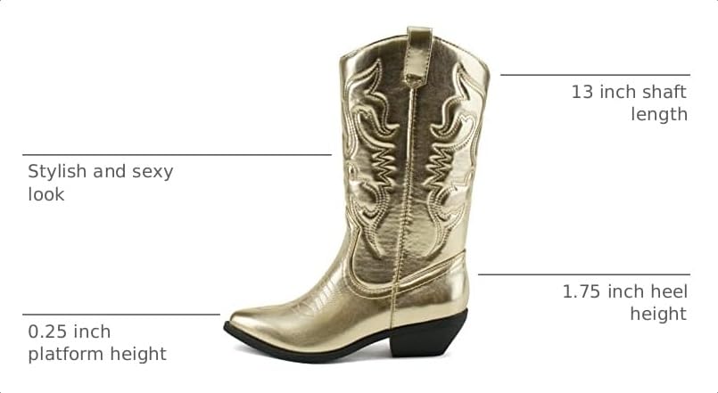 Image of Soda RENO ~ Women Western Cowboy Stitched Pointe Toe Low Heel Ankle Mid Shaft Fashion Boots
